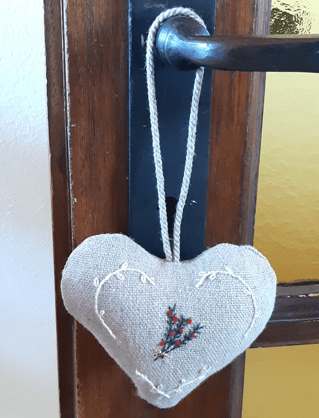 Cœur en lin branches de sapin