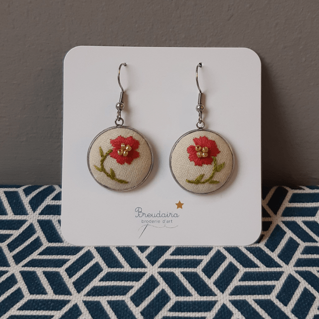 Boucles d'oreilles fleurs roses
