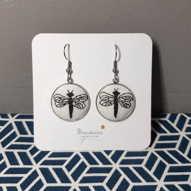 Boucles d'oreilles libellule verte