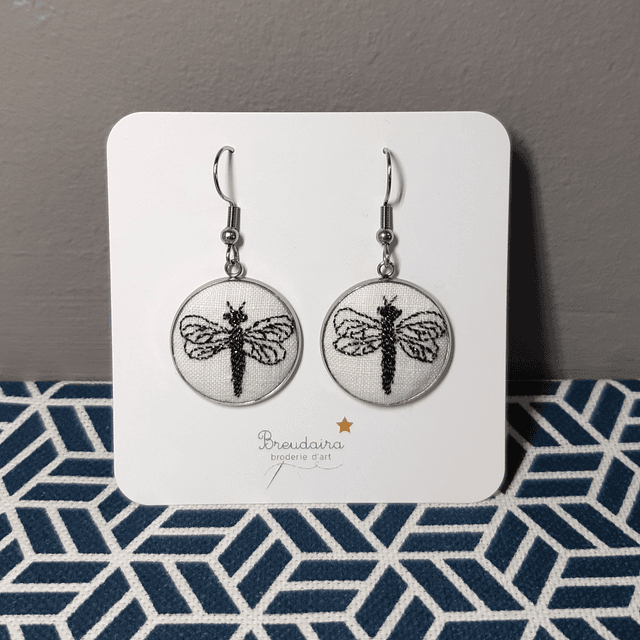 Boucles d&#039;oreilles libellule verte