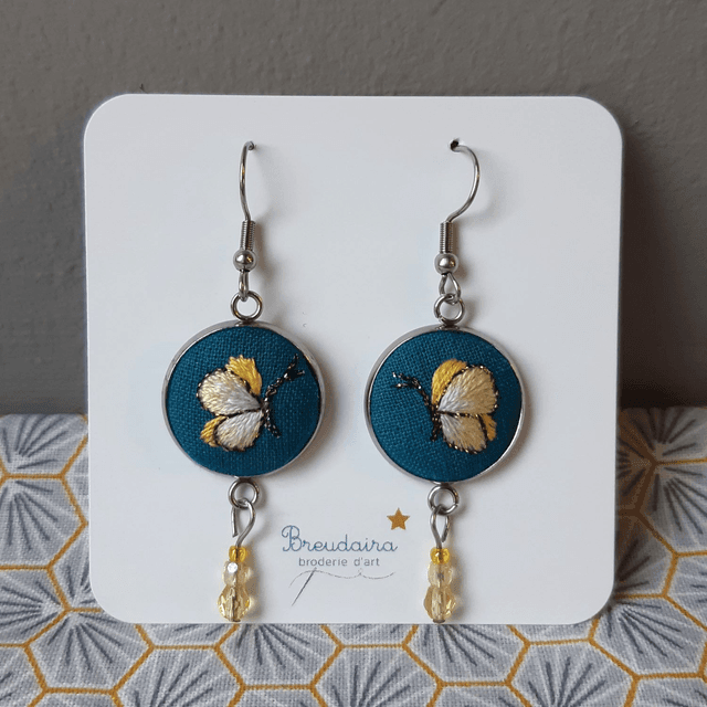 Boucles d&#039;oreilles Papillon jaune